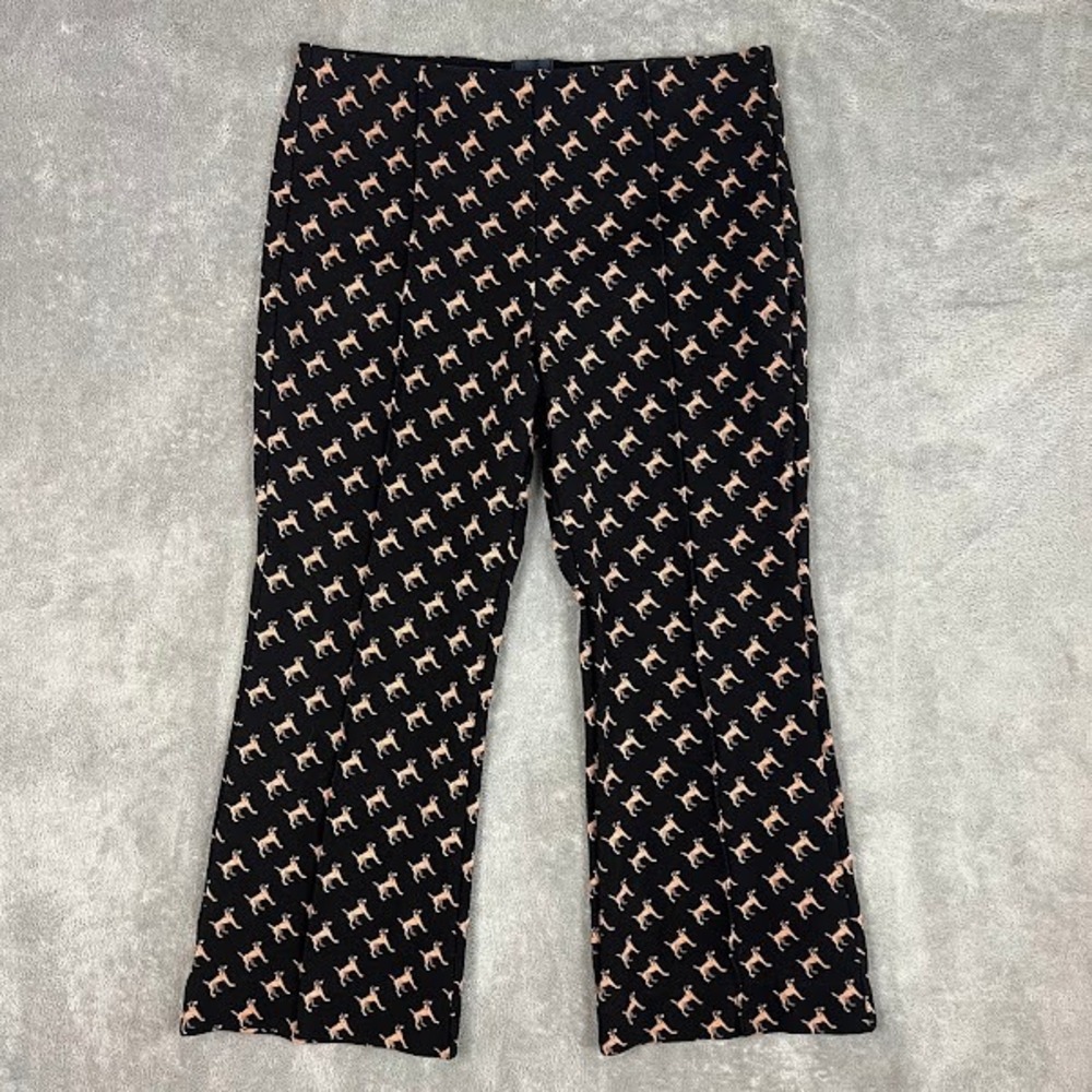 Maeve Anthropologie the Margot Kick-Flare Cropped Pants Womens PL Dog Print